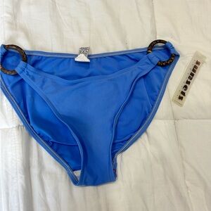 Blue Bikini Bottom with Ring Accents